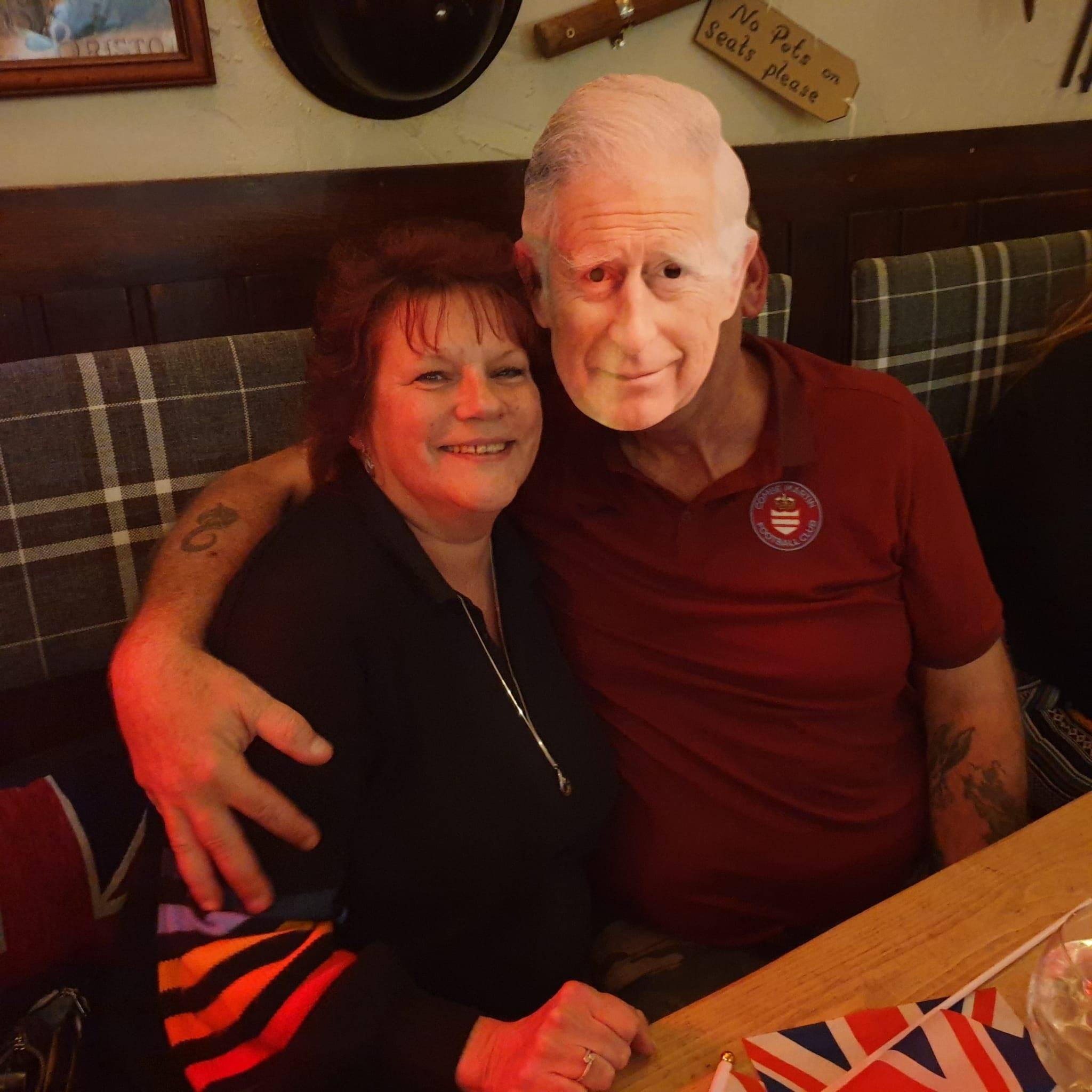 An unexpected guest popped in to mingle with his subjects during a coronation bash at the Castle Inn, Combe Martin. Credit: Dave O’Farrell