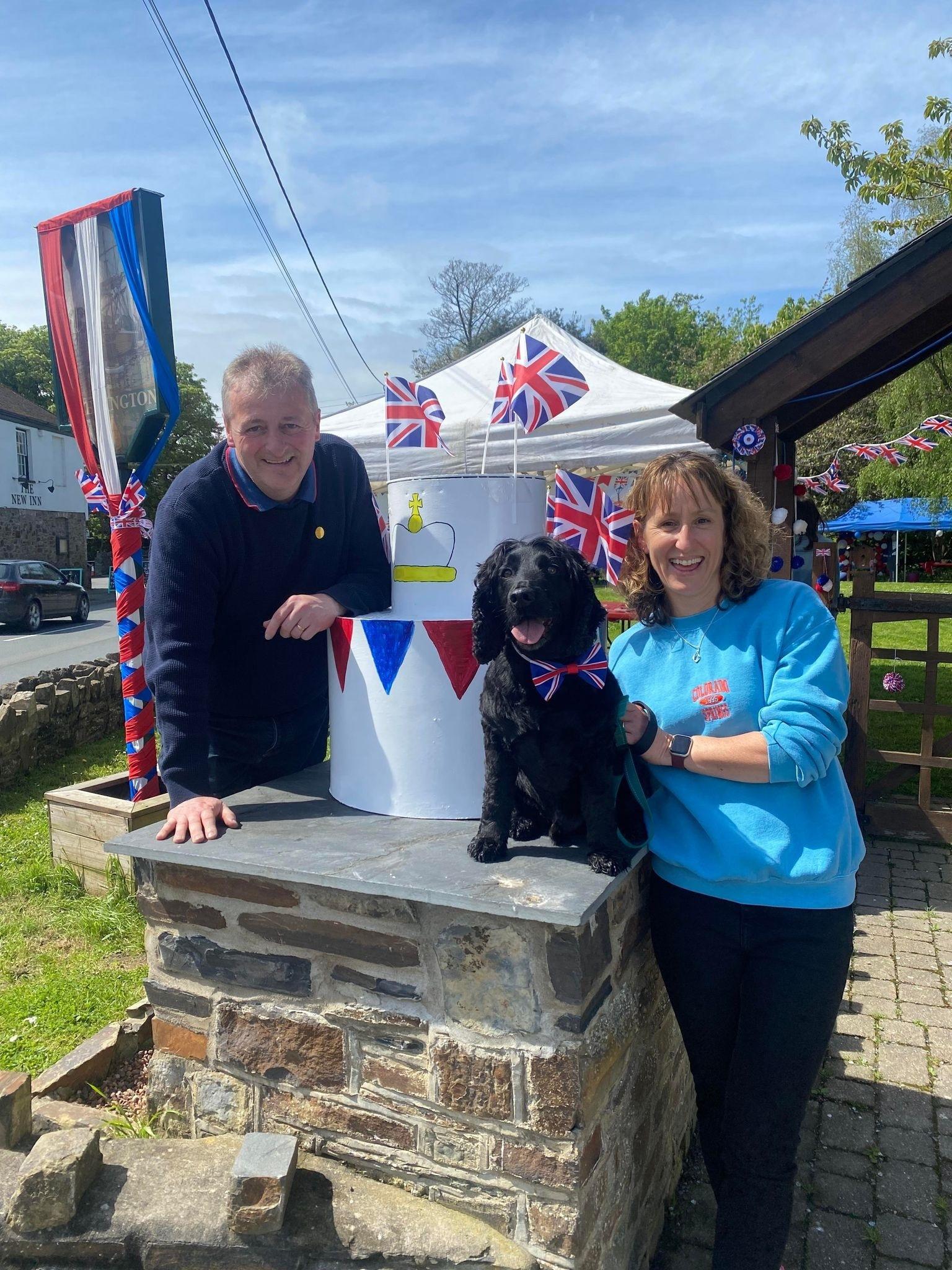 Frank and Jo Biederman with Skipper enjoying the Fremington coronation celebrations. Credit: Frank Biederman