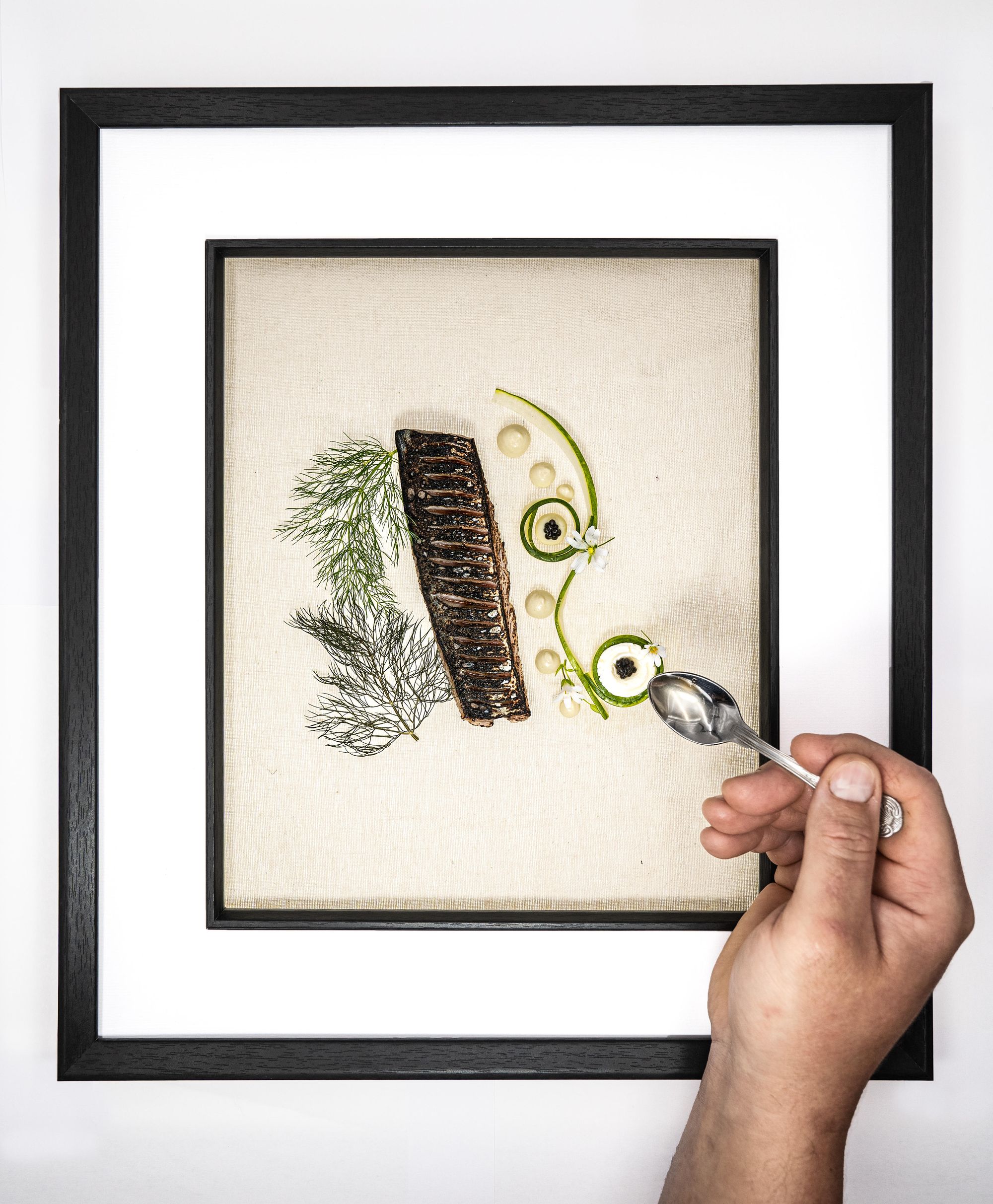 The beautifully framed dishes at Canvas